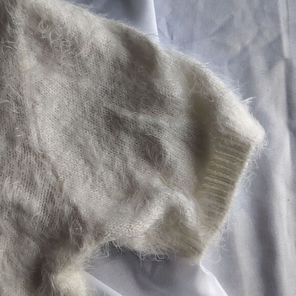 Dolls Kill X Hello Kitty Fuzzy White Eyelash Sweater Top Size S - Picture 14 of 14